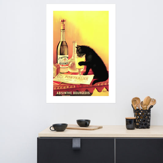 Absinthe Bourgeois vintage French cat poster (cm)