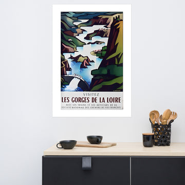 Visitez Les Gorges de la Loire, vintage French travel poster (cm)