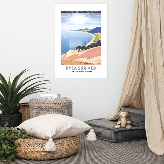 Dune du Pilat, Pyla-sur-Mer, Bassin d'Arachon, vintage French travel poster (cm)