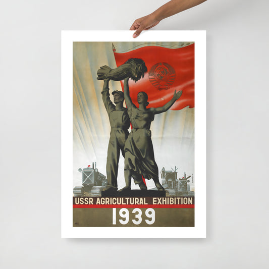 USSR Agricultural Exhibition 1939, vintage Soviet poster (cm)