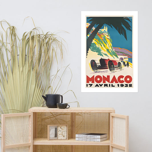 Monaco Grand Prix 1932, vintage French travel poster (cm)