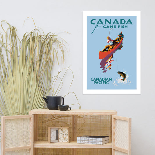 Canada For Game Fish, Canadian Pacific, vintage poster Canada (cm)