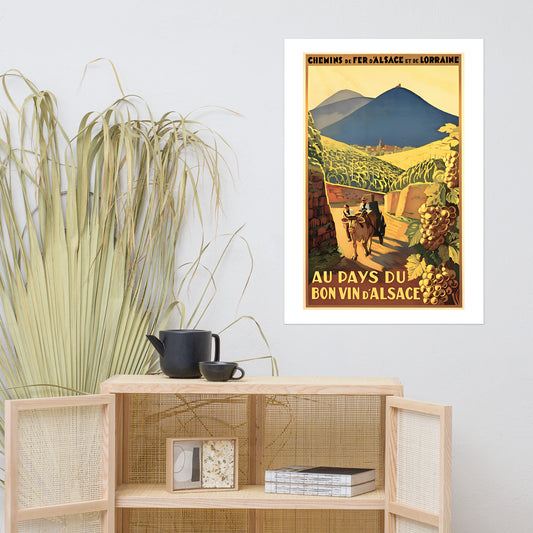 Au Pays du Bon Vin d'Alsace, vintage French travel poster (cm)