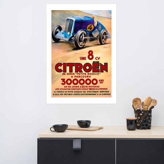 Citroen Rosalie 8CV vintage poster (cm)