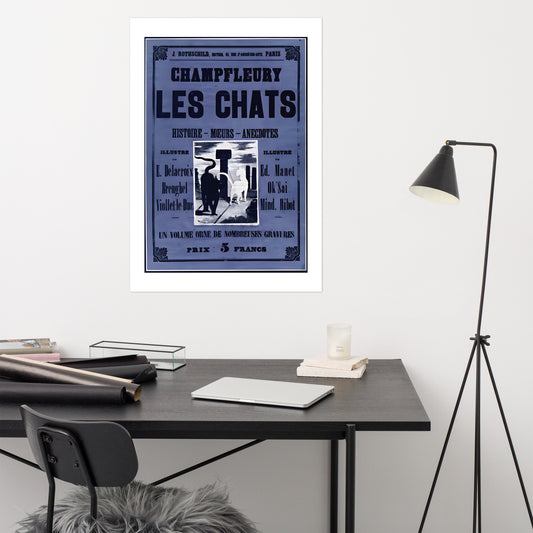 Champfleury les Chats vintage book cover poster (cm)