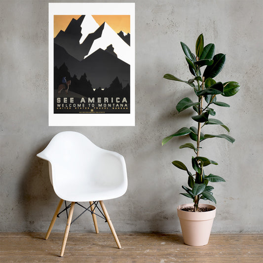 See America, Welcome to Montana vintage USA travel poster (cm)