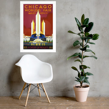 Chicago World Fair 1933, vintage poster USA (cm)