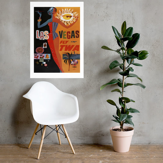 Las Vegas Fly TWA vintage travel poster, USA (cm)