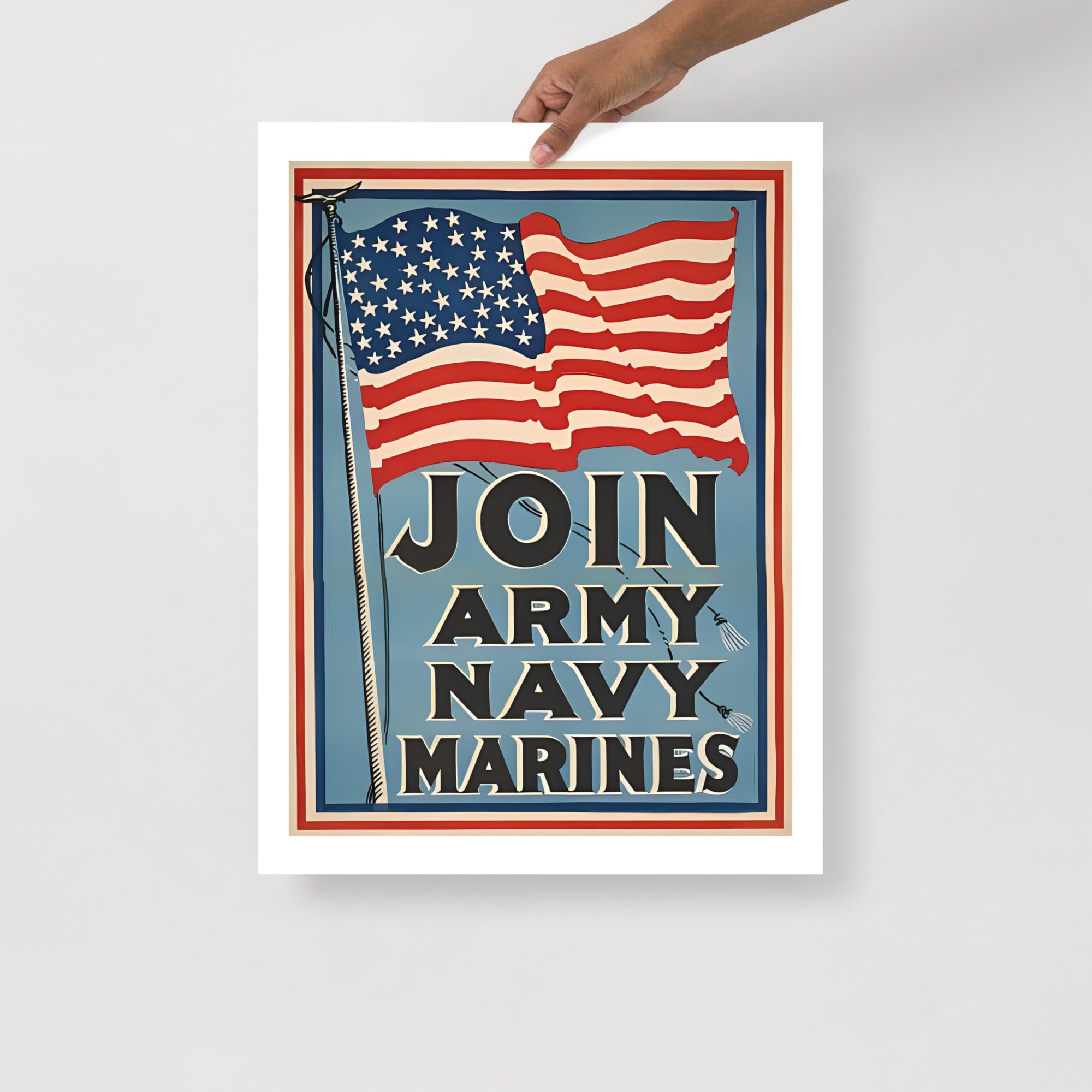 Join Army, Navy, Marines USA vintage military poster (inches)