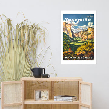 Yosemite United Air Lines vintage travel poster (inches)