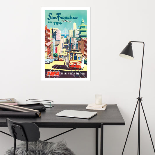 San Francisco via TWA vintage USA travel poster (inches)