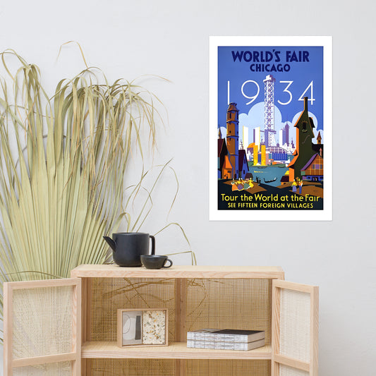 Chicago World Fair 1934 vintage travel poster, USA (inches)
