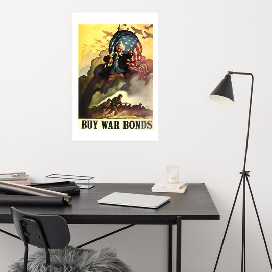 Buy War Bonds, vintage US war poster (inches)