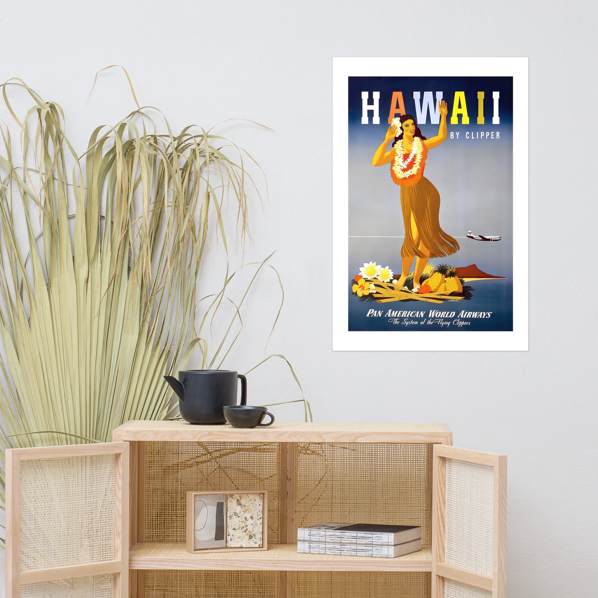 Hawaii by Clipper, Pan American World Airways vintage travel poster, USA (inches)