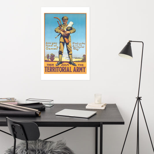 Join the Territorial Army, vintage British war poster (inches)
