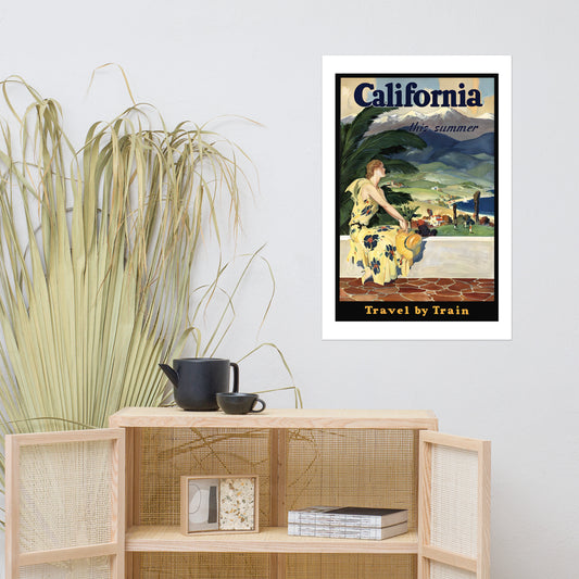 California this Summer, Travel by Train, vintage US travel poster (inches)