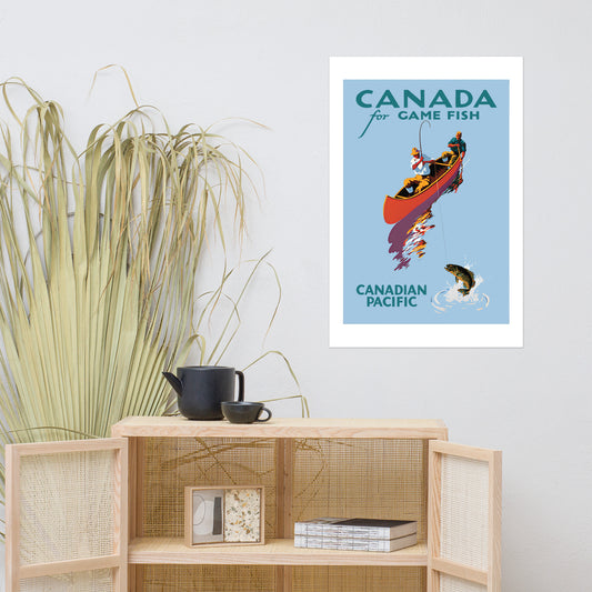 Canada For Game Fish, Canadian Pacific, vintage poster Canada (inches)