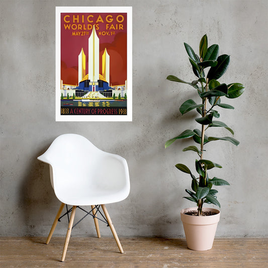 Chicago World Fair 1933, vintage poster USA (inches)