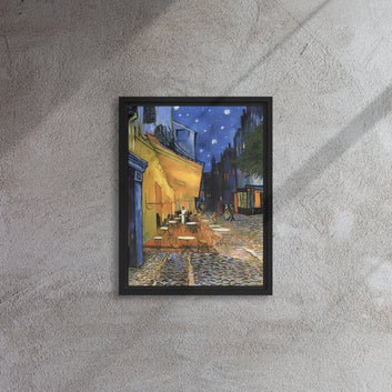 The Café Terrace on the Place du Forum, Arles, at Night by Vincent van Gogh, c.1888, framed canvas