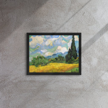 Wheat Field with Cypresses, by Vincent van Gogh, 1889, poster, framed canvas