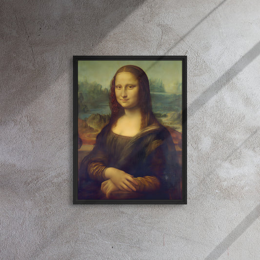 The Mona Lisa by Leonardo da Vinci, 1503-1519, framed canvas