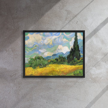 Wheat Field with Cypresses, by Vincent van Gogh, 1889, poster, framed canvas