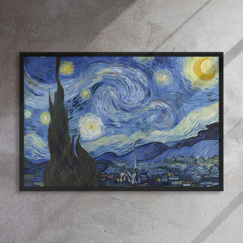 The Starry Night, by Vincent van Gogh, 1889, framed canvas