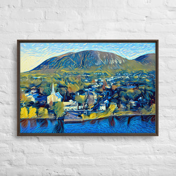 Mont-Saint-Hilaire by Angus Bell, framed canvas (inches)