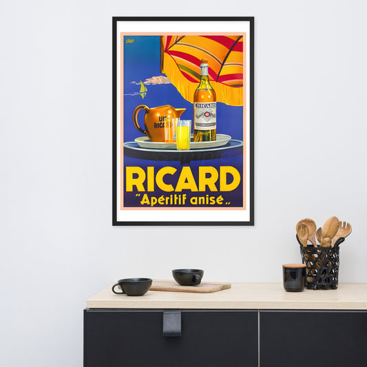 Ricard Pastis vintage poster, framed (cm)