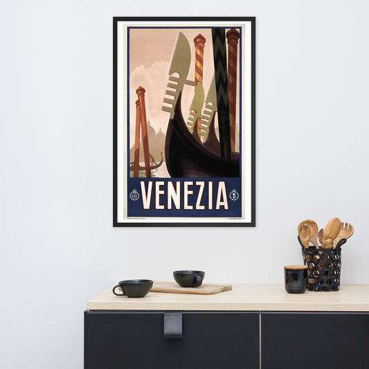 Venice vintage travel poster, framed (cm)