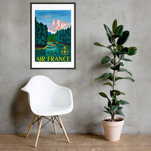 Canada Vintage Travel Poster Air France framed (inches)